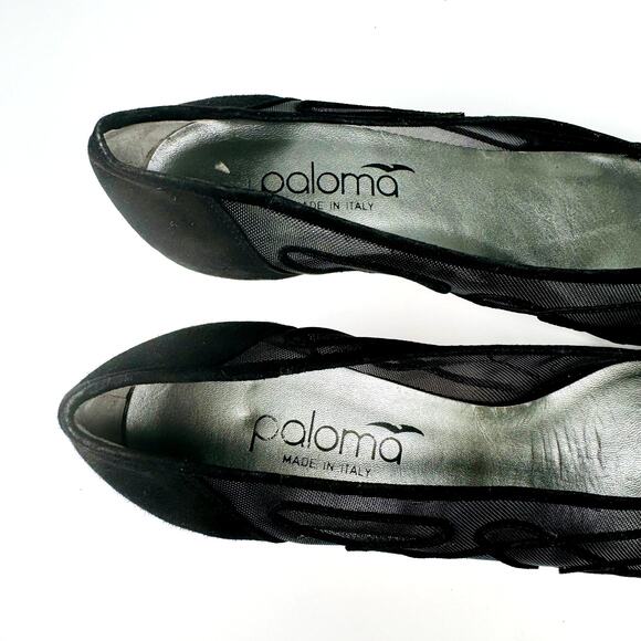 Vintage Paloma Mesh Classic Black High Heel Stylish Party Pumps Size 9.5AA - Picture 10 of 10